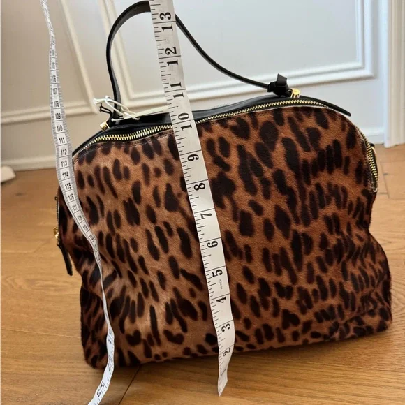Giorgia Milani Leopard Print Calf Hair & Black Leather Satchel Purse - NWT - Picture 13 of 15